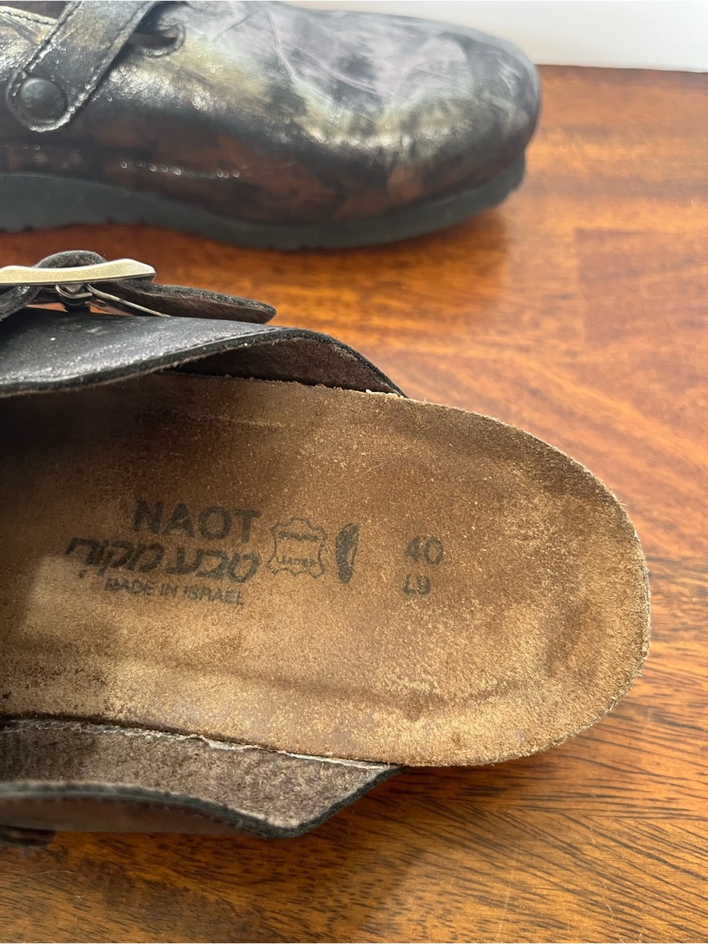 Naot Autumn Clog Mule Slip On Shoe Sz EU 40 US 9 Metallic Onyx - Picture 15 of 15